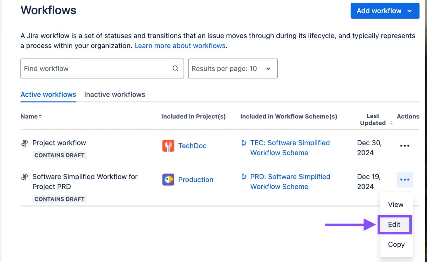 Jira workflows edit DE