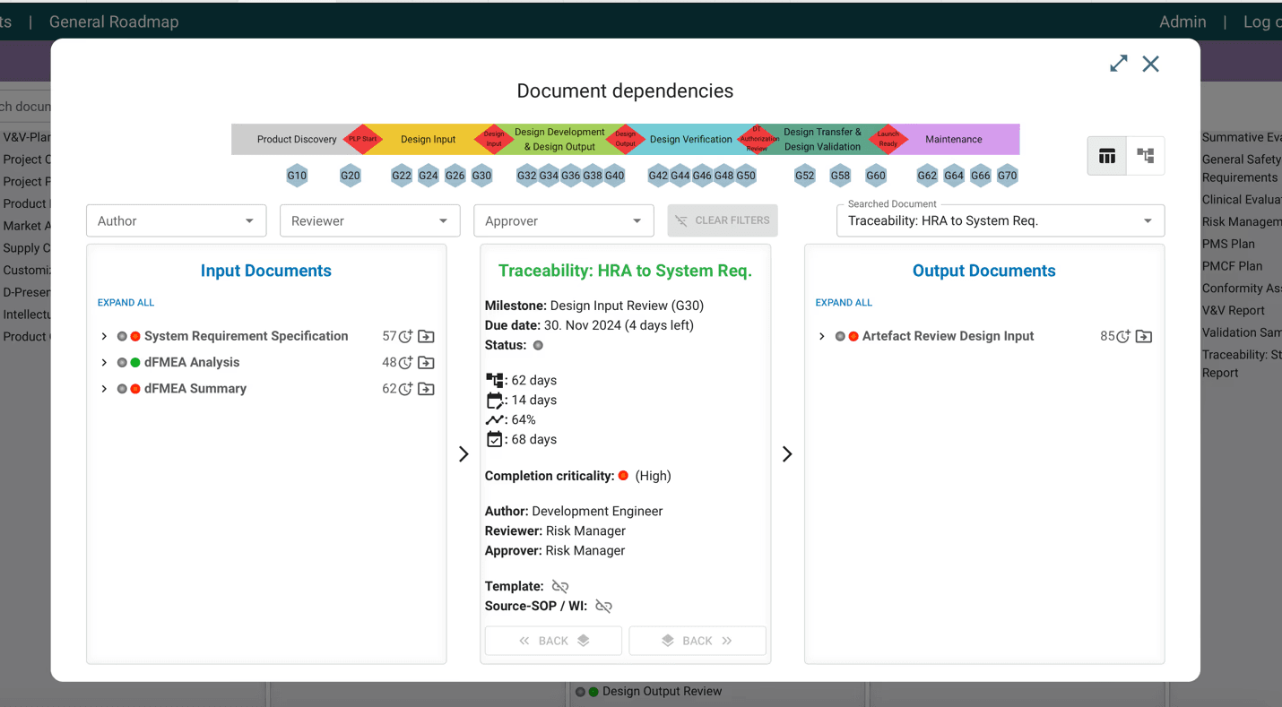 Roadmap document info popup screenshot