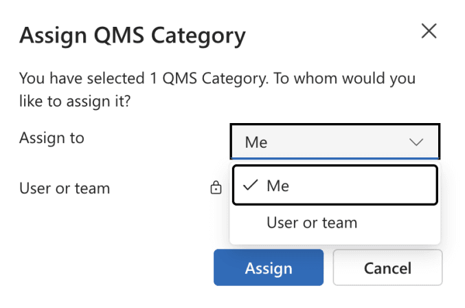 Réattribution de la propriété d'un enregistrement de catégorie QMS