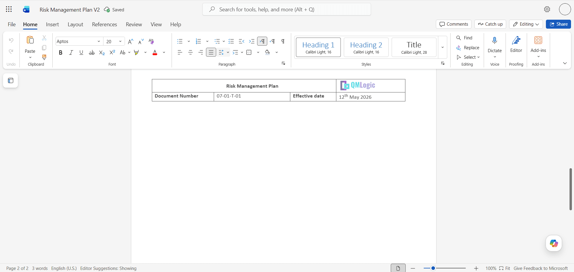 Add-in Content Manager über das Menüband von Word öffnen